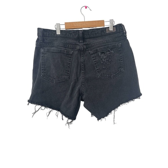 Riders by Lee Womens Shorts Size 12 Ash Black Upcycled Distressed Denim - Picture 3 of 5